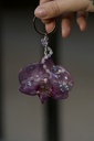 Porte-clés paillettes bleu Phalaenopsis
