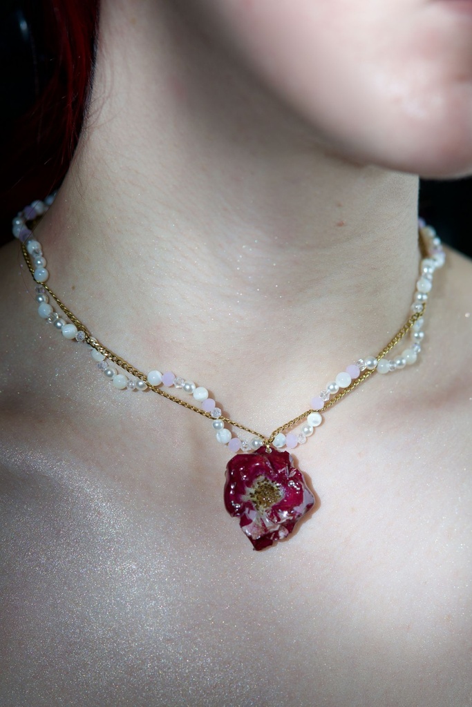 [Collier Rose bicolore perle] Collier Rose bicolore perle